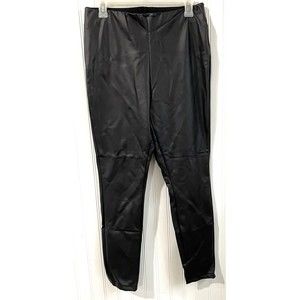 A New Day Womens Medium Black Faux Leather Pull On Leggings Pants Biker Rock‎